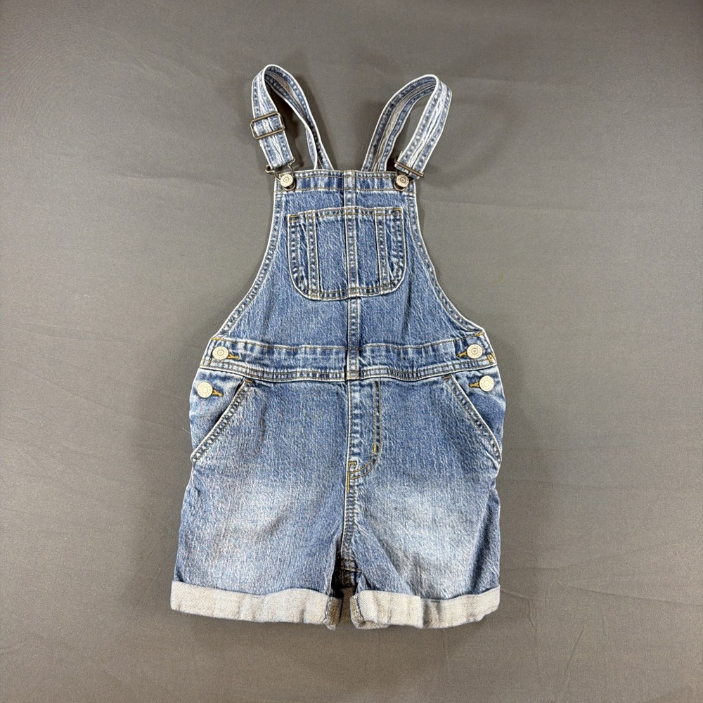 Cat & Jack Girl's M Denim Sleeveless Romper Bib Overall Blue Shortall Casual